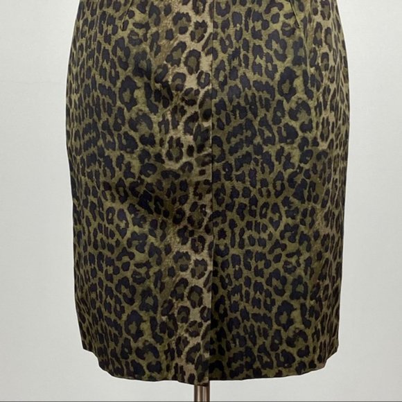 Ann Taylor Womens Sleeveless Sheath Dress Green Leopard Animal Print size 2 - Picture 9 of 11